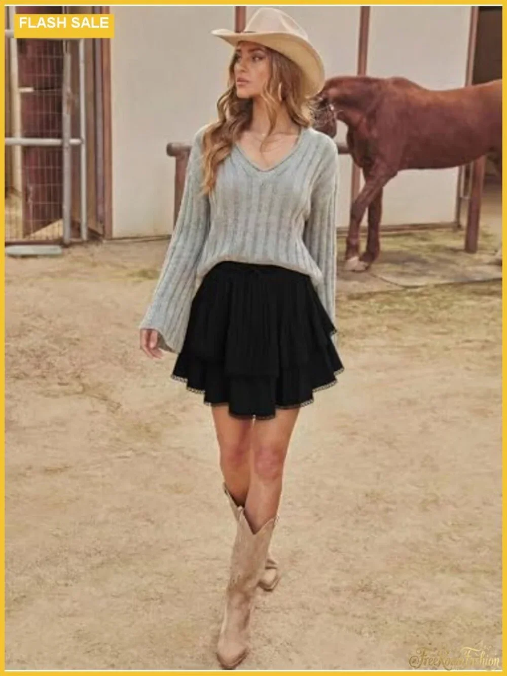 Ruffle Skort Women Country Concert Outfit Flowy Shorts Double Layer High Waist